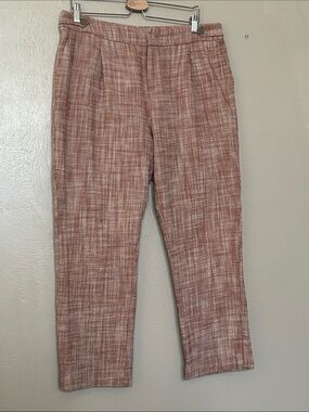 Christopher & Banks Trouser Relaxed Fit High-Rise Pink/Red Cotton Pants Size 12.